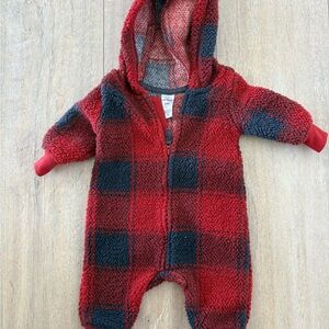 Carter's Red and Black Plaid Bunting One Piece
